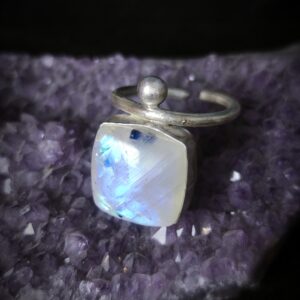 Bagues Biała Luna - Argent et Labradorite blanche