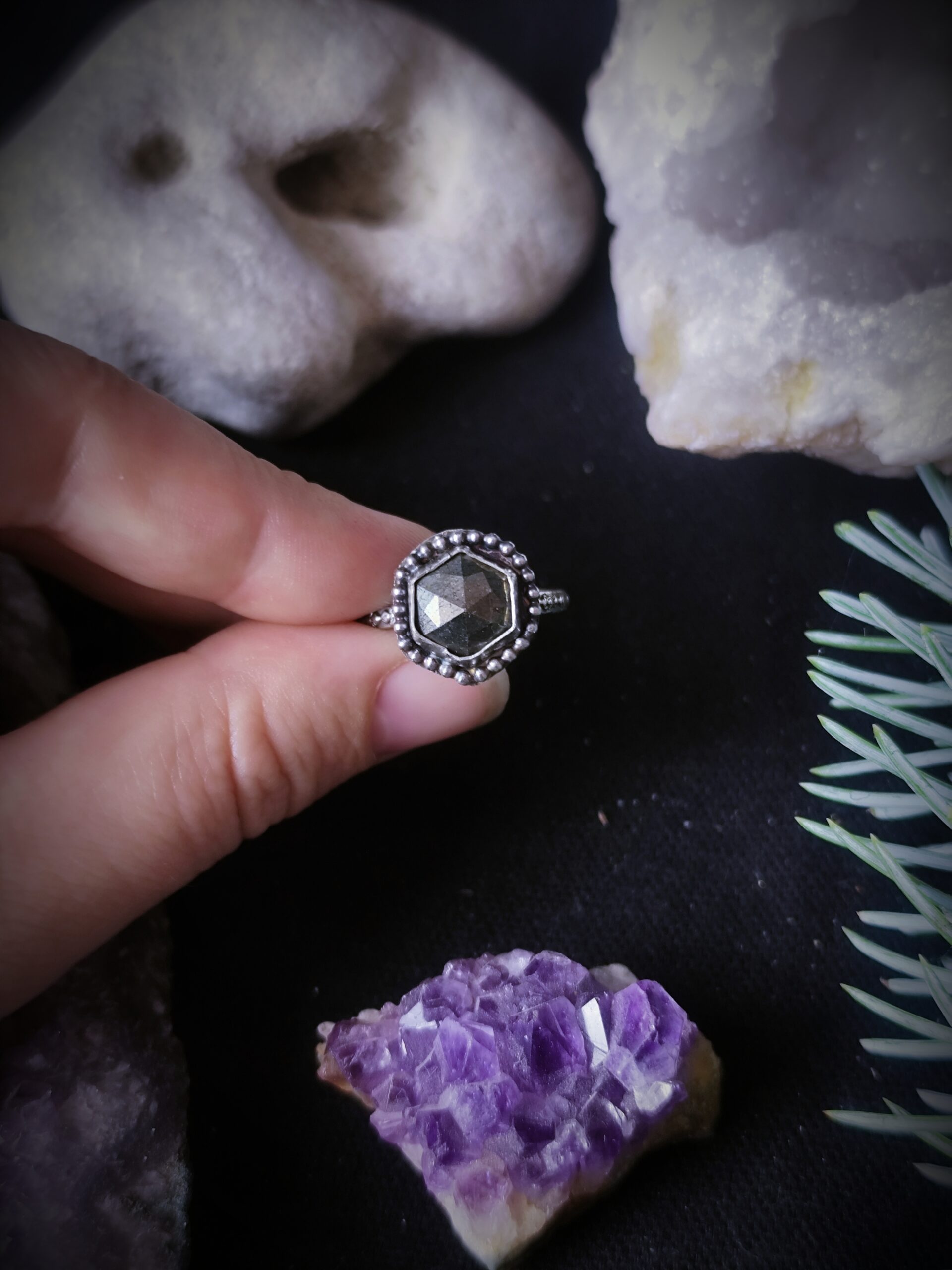 Bague Solenne - Argent et Pyrite