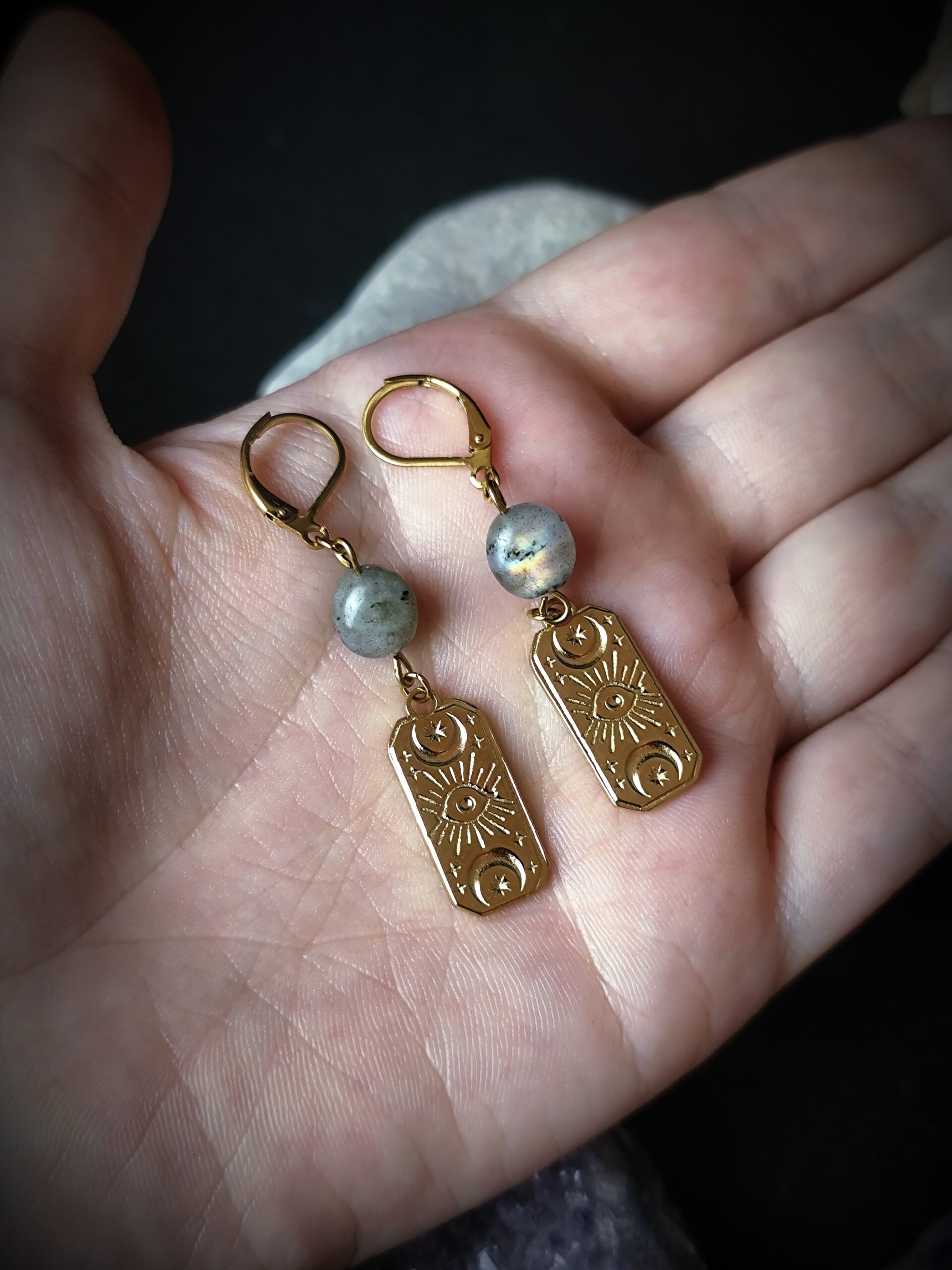 Boucles d'oreilles Oeil des Lunes - Labradorite – Image 4