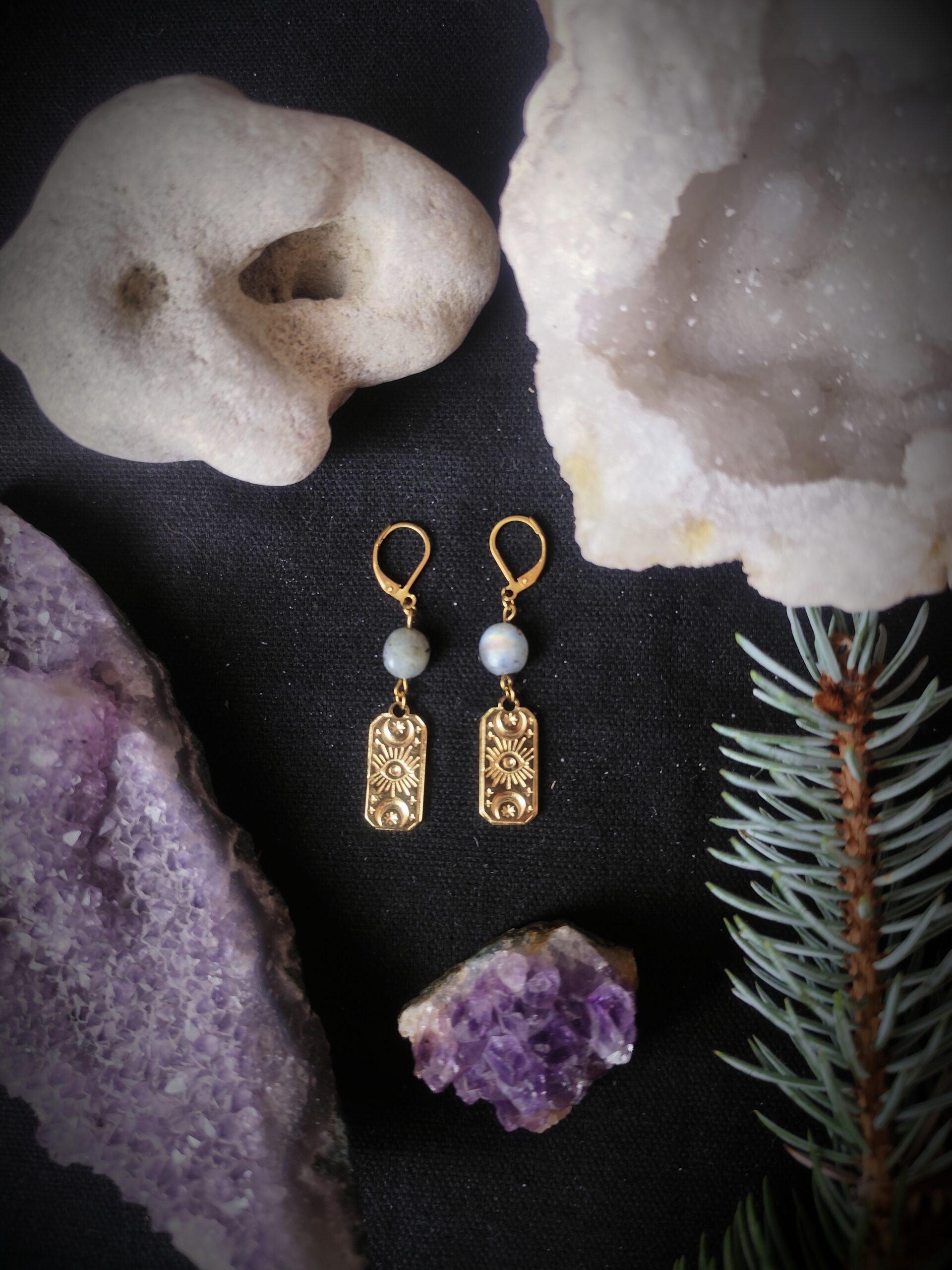 Boucles d'oreilles Oeil des Lunes - Labradorite – Image 2