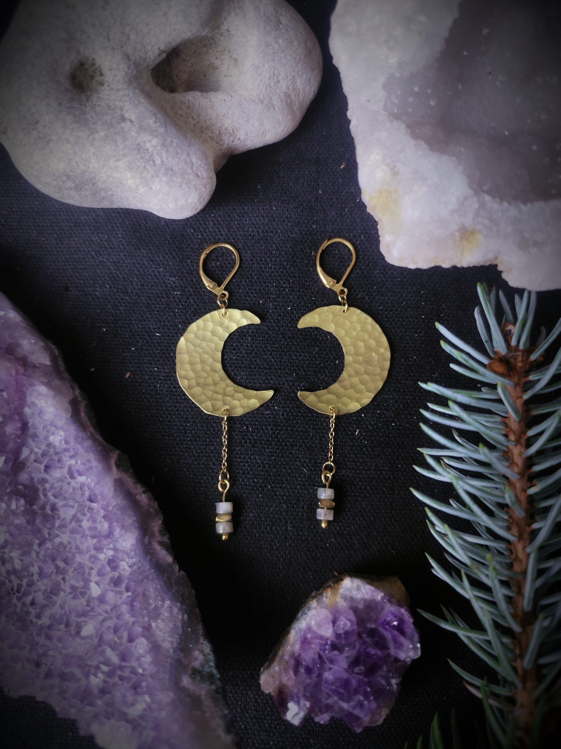 Boucles d'oreilles lunes - Collection "Ode à la nuit"