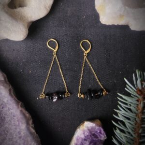Boucles d'oreilles Serment - Agate Noire