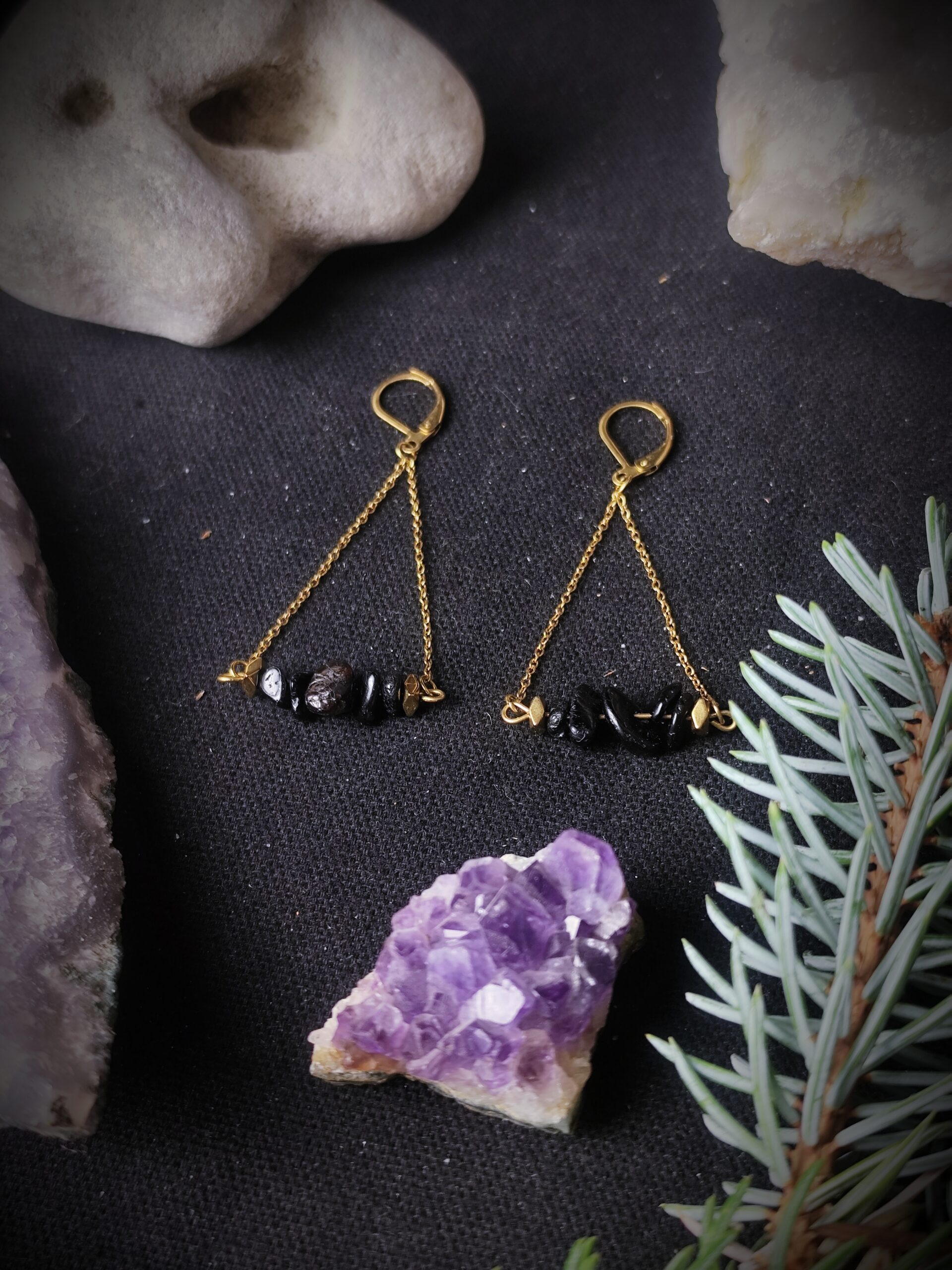 Boucles d'oreilles Serment - Agate Noire – Image 4