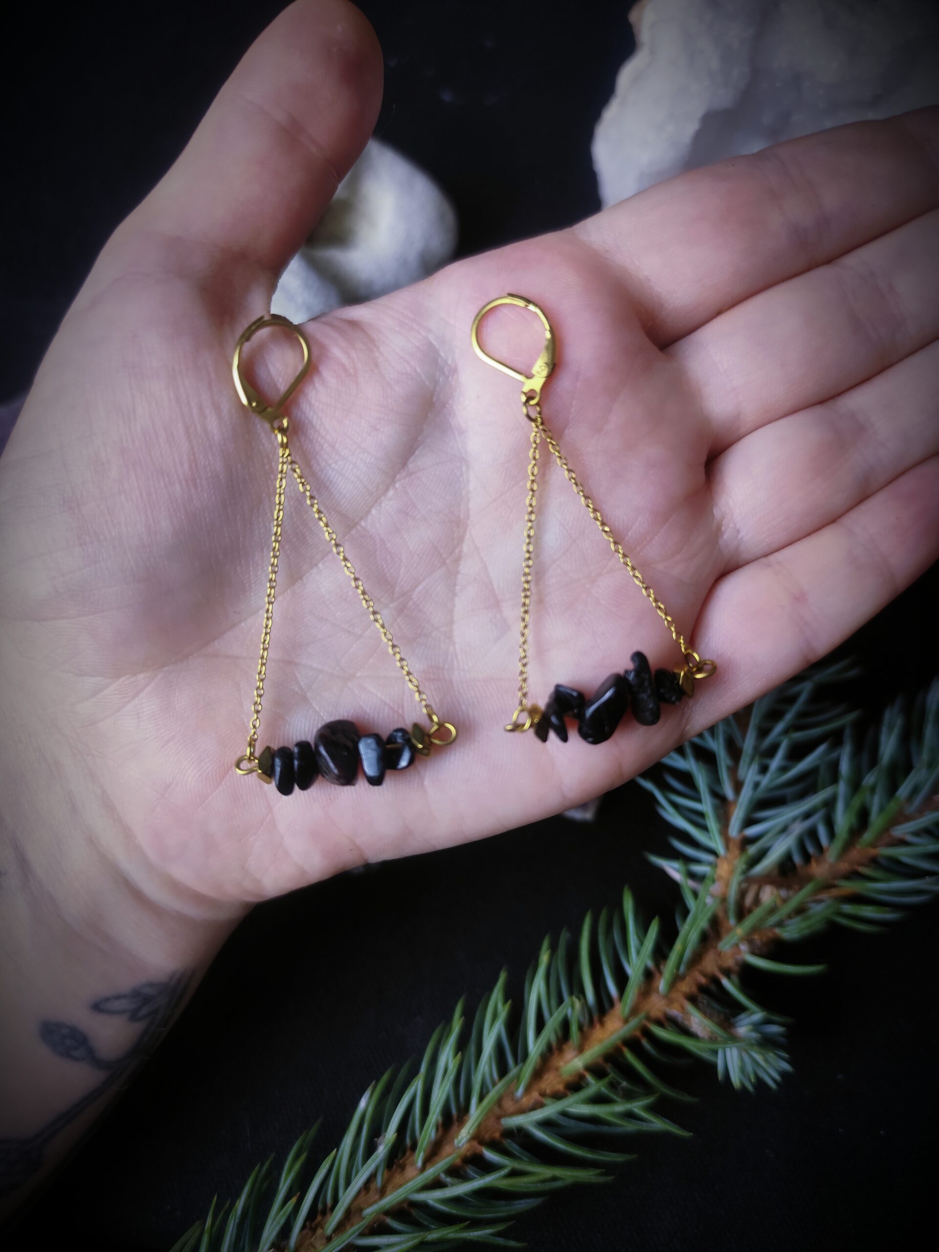 Boucles d'oreilles Serment - Agate Noire – Image 2