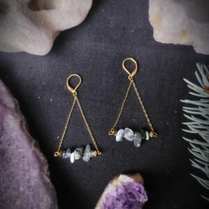 Boucles d'oreilles Racine - Agate Mousse