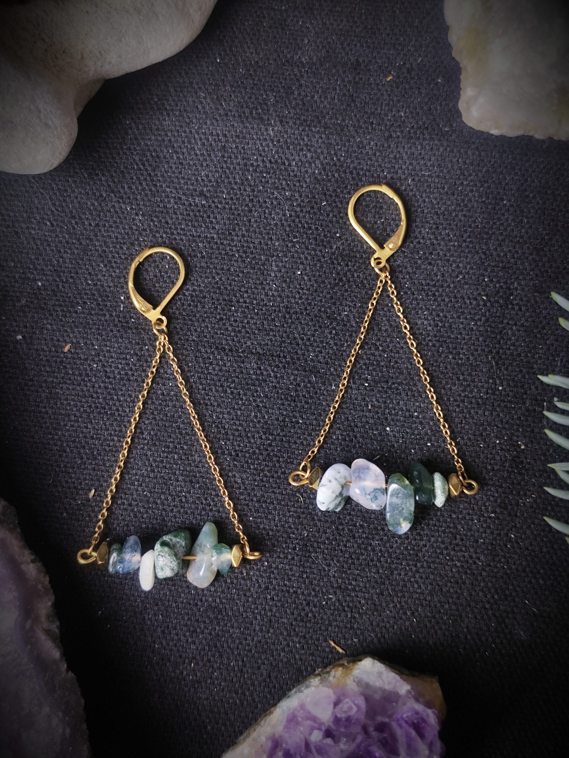 Boucles d'oreilles Racine - Agate Mousse – Image 3