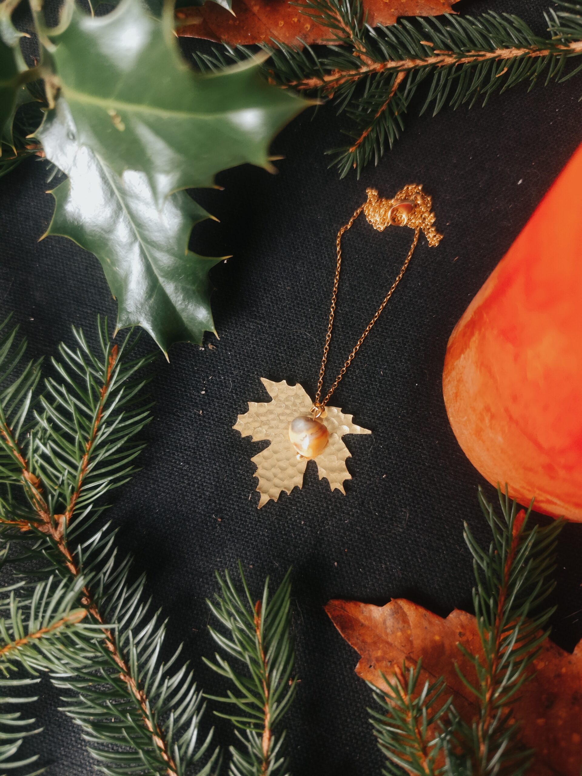 Collier Feuille de Platane - Agate Crazy Lace – Image 3