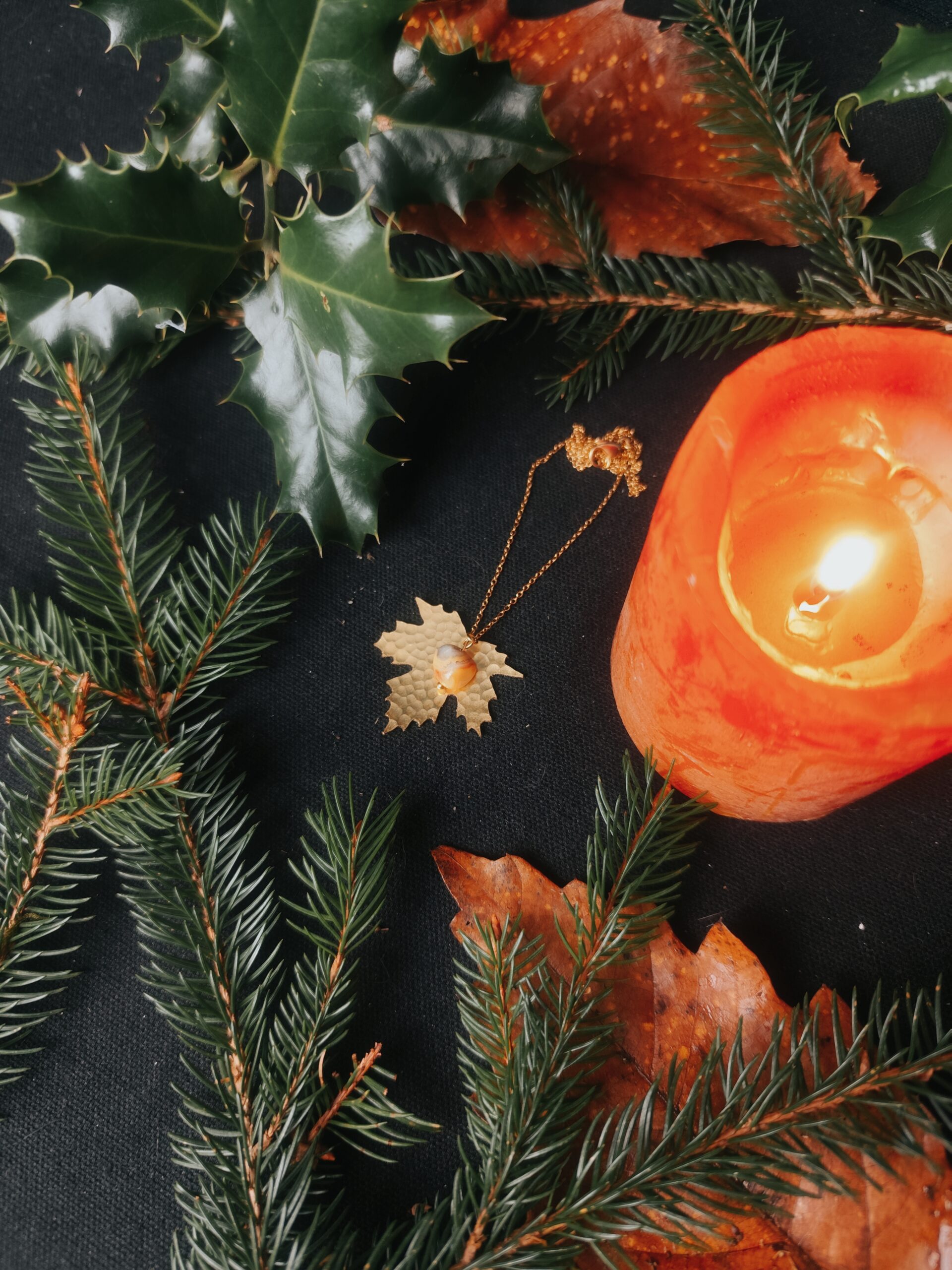 Collier Feuille de Platane - Agate Crazy Lace – Image 4