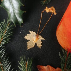 Collier Feuille de Platane - Agate Crazy Lace