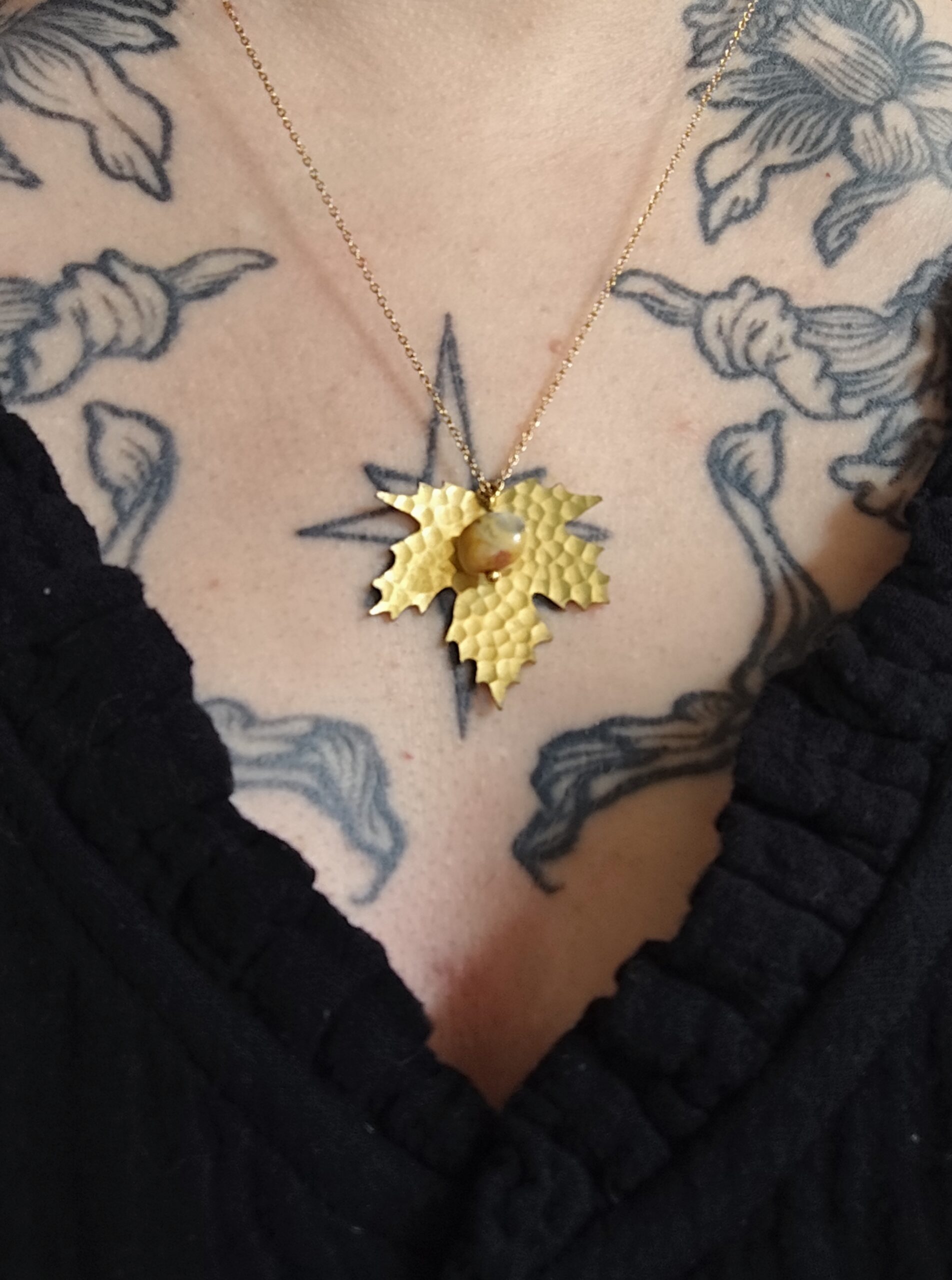 Collier Feuille de Platane - Agate Crazy Lace – Image 5