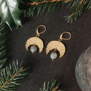 Boucles d'oreilles Lune Gardienne - Labradorite