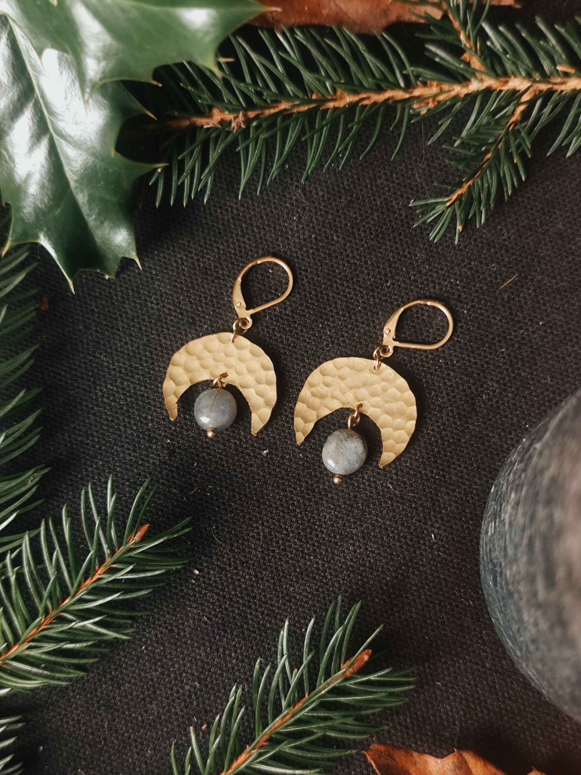 Boucles d'oreilles Lune Gardienne - Labradorite