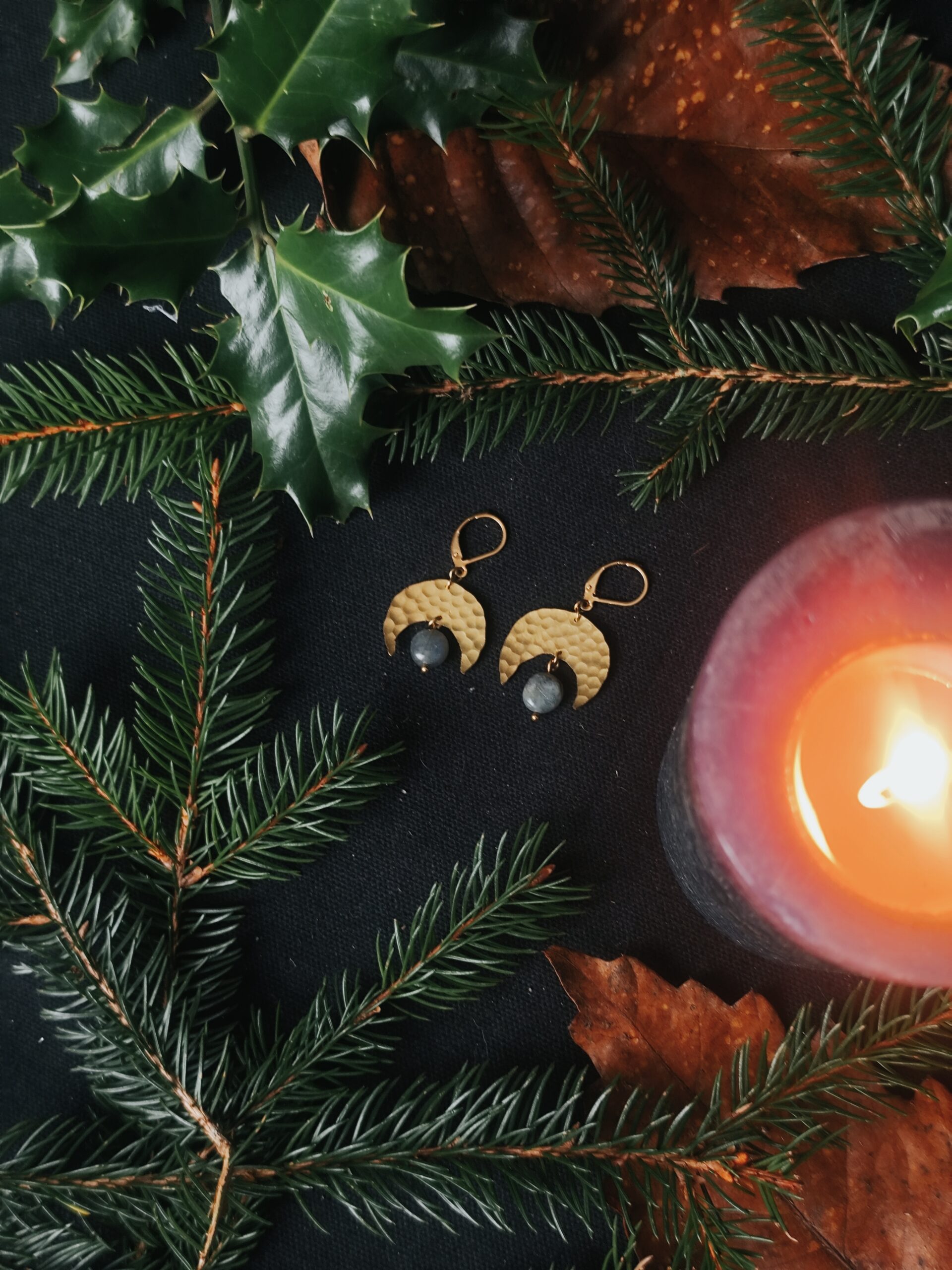 Boucles d'oreilles Lune Gardienne - Labradorite – Image 3