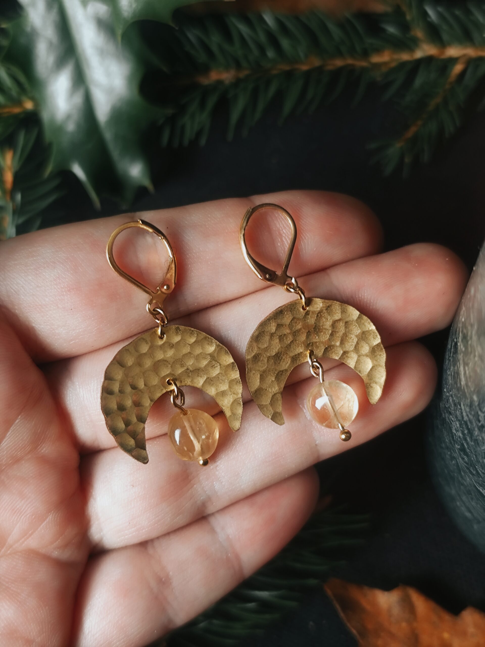 Boucles d'oreilles Lune Gardienne - Citrine – Image 3