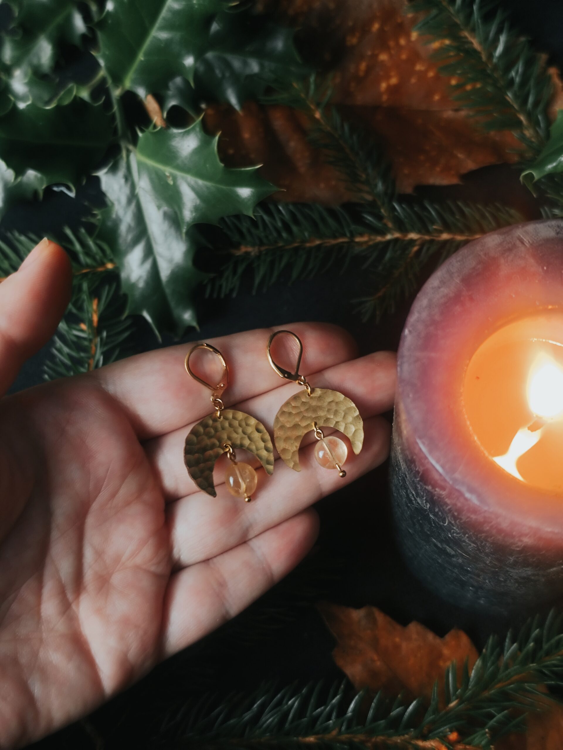 Boucles d'oreilles Lune Gardienne - Citrine – Image 4