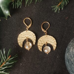 Boucles d'oreilles Lune Gardienne - Citrine
