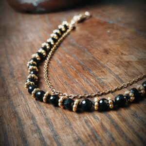 Échelle de sorcière - Bijoux de pantalon obsidienne - Doré