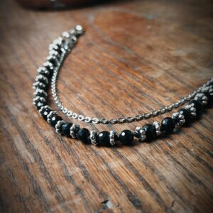 Échelle de sorcière - Bijoux de pantalon obsidienne - Argenté