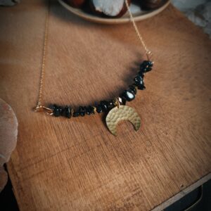 Collier "Lune Gardienne" - Agate noire