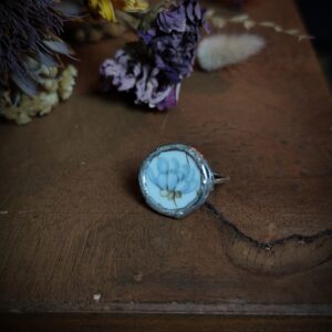 Bague réglable fleurie bleue - Collection "Fleurs Sauvées"